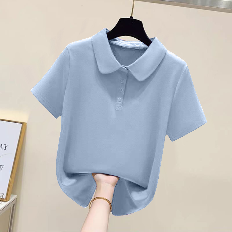 Lapel Short-Sleeved T-Shirt for Women, Pure Cotton, Loose Fit, Slimming, Summer 2026 New Style, Stylish and Versatile Button-Up Polo Shirt Top Lapel Short-Sleeved T-Shirt for Women, Pure Cotton, Loose Fit, Slimming, Summer 2026 New Style, Stylish and Versatile Button-Up Polo Shirt Top