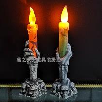 Skull hand Candlestick ornament electronic luminous Horror witch ghost hand claw candle light props Halloween decoration