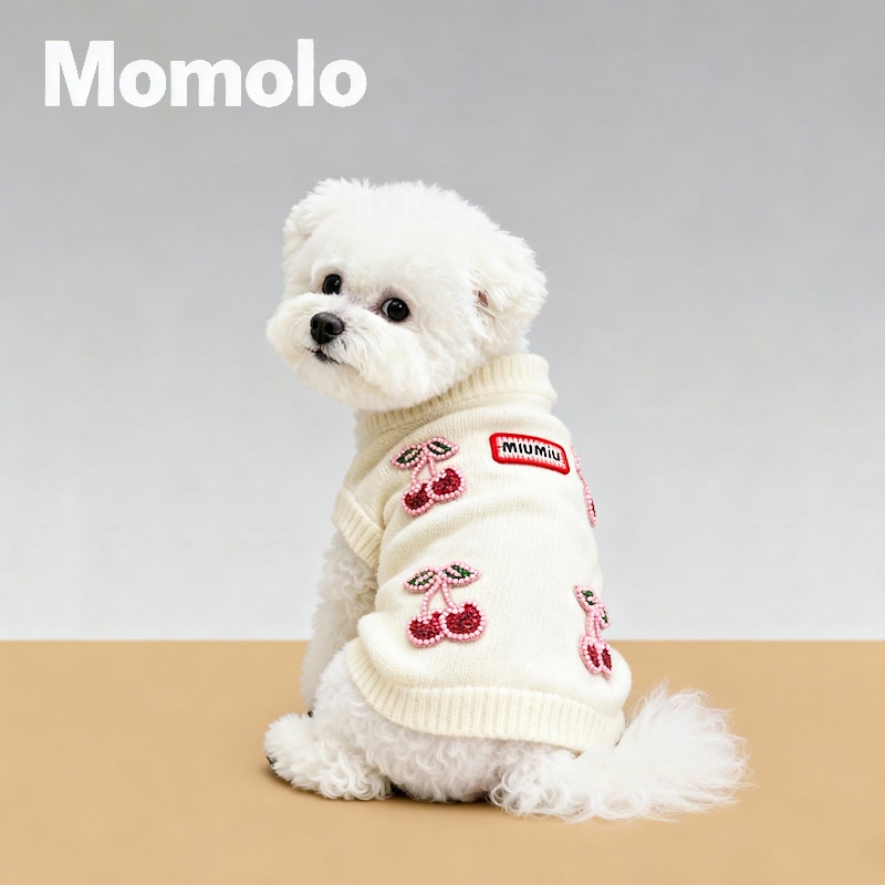 Momolo Autumn and Winter Fashionable Miu-Style Pet Dog Sweater Winter Warm Dog Knitted Clothes Winter Wear