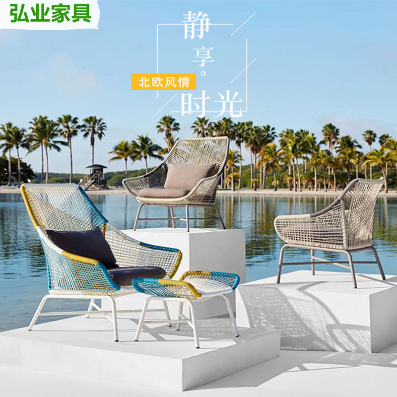 Outdoor sofa rattan furniture combination garden designer rattan sofa rainproof sunscreen leisure chair balcony rattan chair