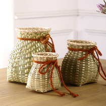 Handmade bamboo flower arrangement basket tea picking basket childrens performance dance photography props back basket creative decoration fish basket