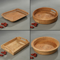 Vietnam rattan fruit plate creative household snack basket tea tray Tea set storage plate Bamboo fruit plate dried fruit plate