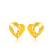 Chow Tai Fook yuan pure gold studs gold studs 999 pure gold studs Female models love earrings pierced ears