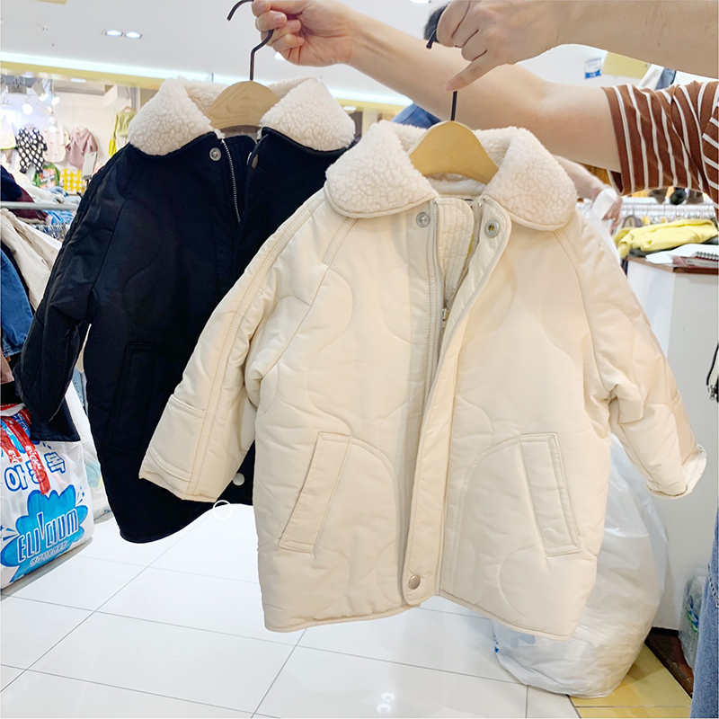 Korean children's clothing 2021 Winter new boys and girls baby loose cotton padded jacket casual cotton clothes children's lamb wool coat