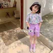 Korean Boy Clothing 2021 Summer Money Girl Suit Children Fresh Crumbed With Short Sleeves Blouses Shorts Two-piece Set