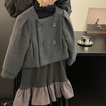 Girls Woolen Jacket Autumn Clothing 2024 New Style Childrens Korean Style Small Fragrant Style Jacket Autumn Little Girls Top