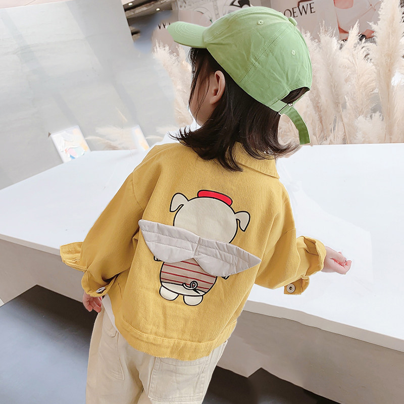 Girls spring coat 2021 new foreign school children's jacket cartoon casual wild baby spring and autumn denim jacket