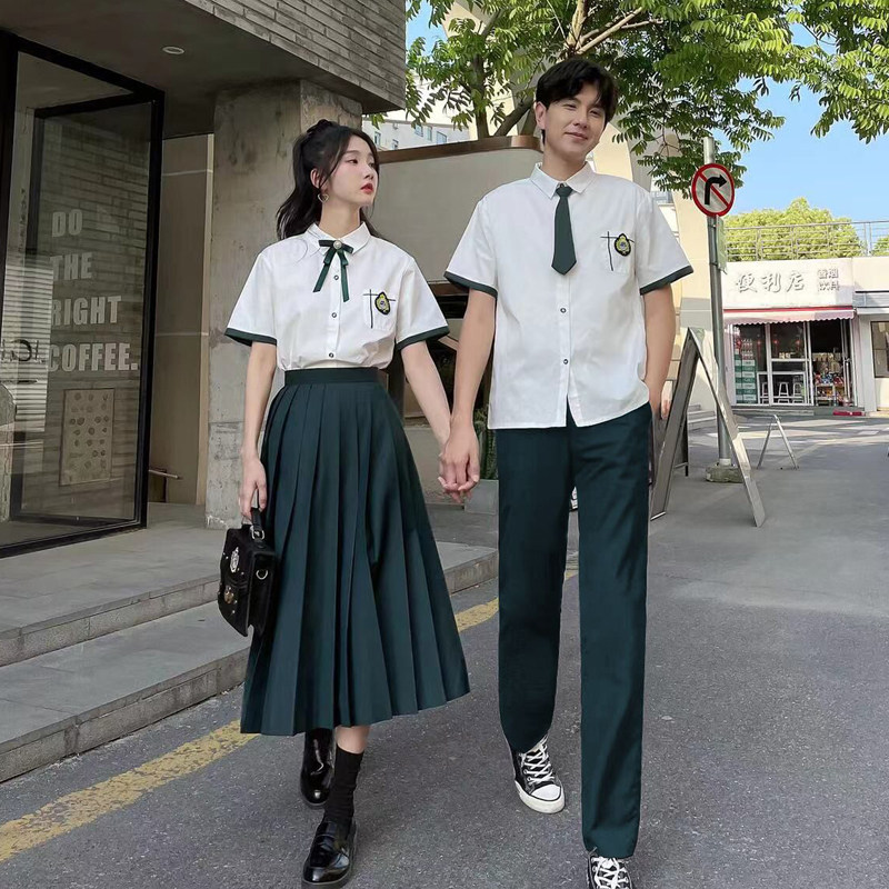 Graduation class uniform college style high school students summer suit junior high school students short-sleeved long skirt Korean version of British style school uniform