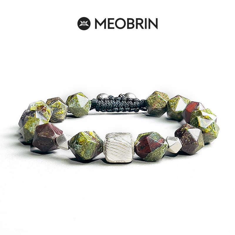 Dragon Blood Secret｜Dragon Blood Stone Bracelet for Men, Gemstone Silver Bracelet, Original Design Beaded Niche Jewelry