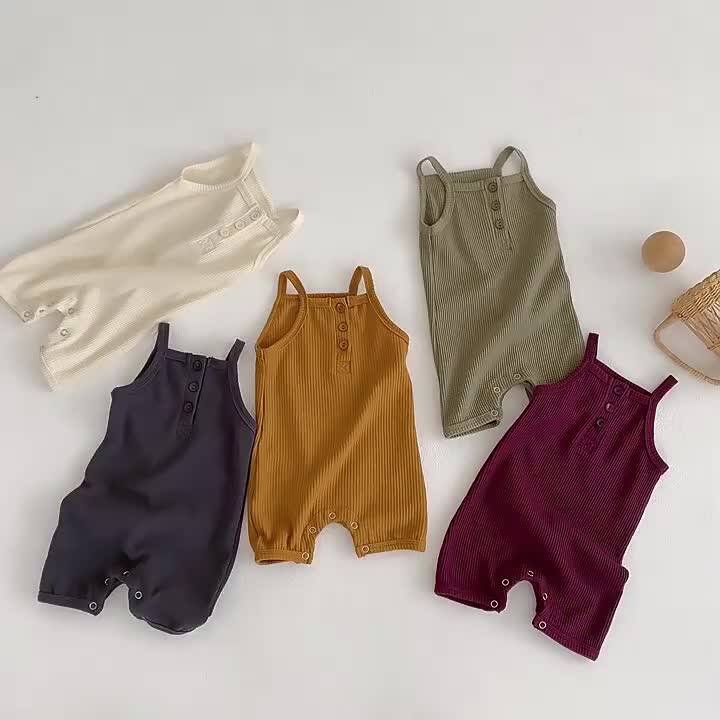 Wholesale Baby Bodysuits Solid Cotton Tank Top Onesies