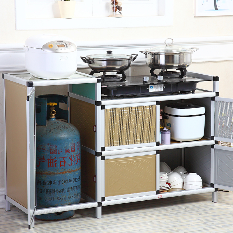 Simple Kitchen Cabinets Stainless Steel Gas Stove Cabinet Stove Top Cabinet Cupboard Rental House Assembly Storage Rental House With One