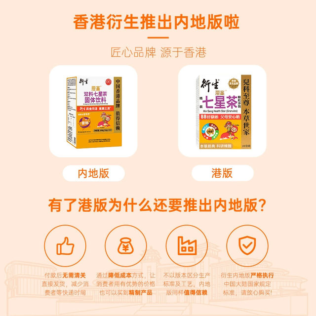 Hong Kong derivative of Qixing Tea Children Qingqing Bao Hawthorn Chicken Gold Medicine Fan Yuanyuan Milk Powder Companion 20 bags/box