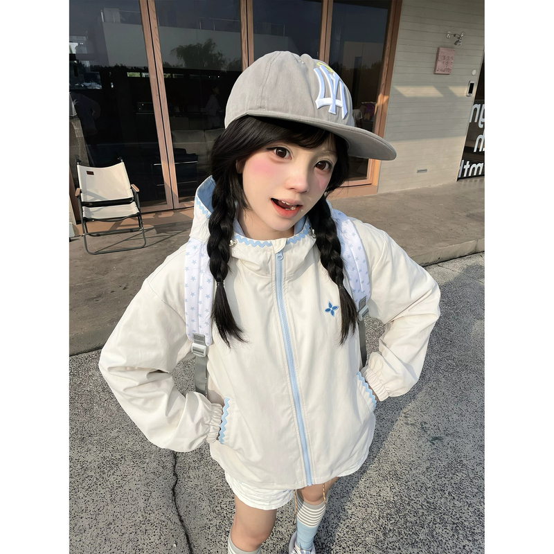 American-Style Color-Blocked Shell Embroidered Hooded Windbreaker for Women, Spring and Autumn Loose Casual Workwear Style Jacket American-Style Color-Blocked Shell Embroidered Hooded Windbreaker for Women, Spring and Autumn Loose Casual Workwear Style Jacket