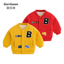 Baby autumn short coat childrens red warm cardigan baby autumn and winter childrens quilted thickened baseball uniform
