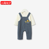 Baby spring and autumn casual fake two pieces of jumpsuit with pants set for infants and young children