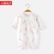 Rabbit House baby spring and spring summer cotton gauze long sleeve opening jumpsuit newborn baby ha clothes climbing suit