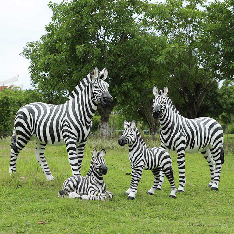 Abstract Zebra Mall Adornment Big Swing Piece Outdoor Park Forest View Simulation Animal Glass Fiber Sculpture Custom
