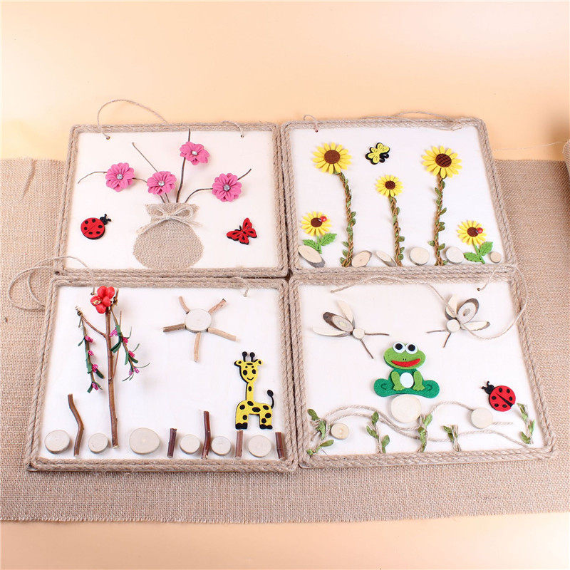 Kindergarten Hanging accessories Hanging Accessories Fields series of rings Creative DIY handmade materials Baummeo homemade decorated hemp rope planks