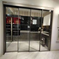 Shanghai narrow side three linkage sliding door tempered glass door kitchen three linkage living room balcony sliding door partition sliding door