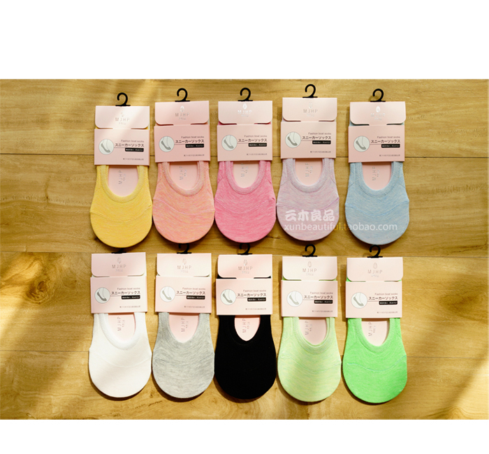 Vớ mùa hè cotton màu rắn ladies vớ vô hình nông miệng kẹo màu cotton silicone vớ chống trượt phần mỏng