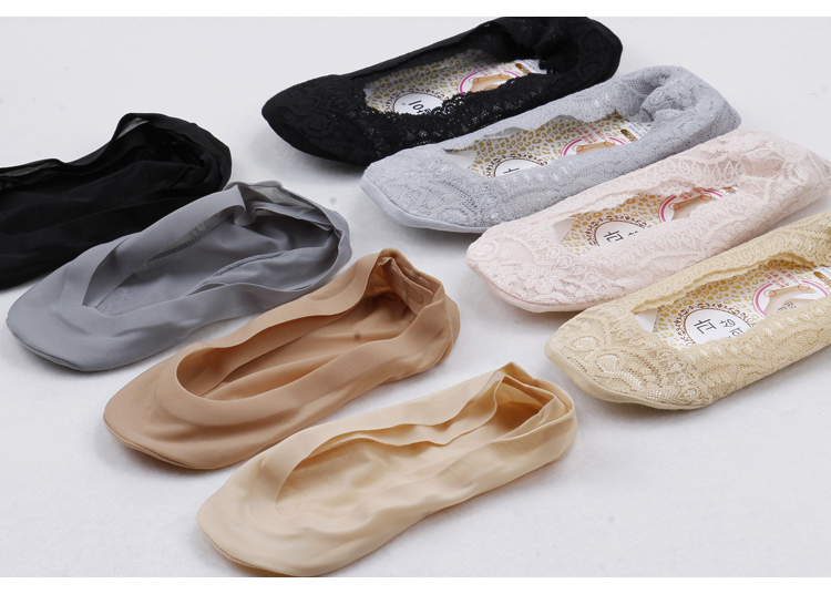 Liền mạch vô hình nông miệng ice vớ vớ thuyền silicone non-slip silk stockings phụ nữ không rơi với ren vớ thuyền vớ ngắn