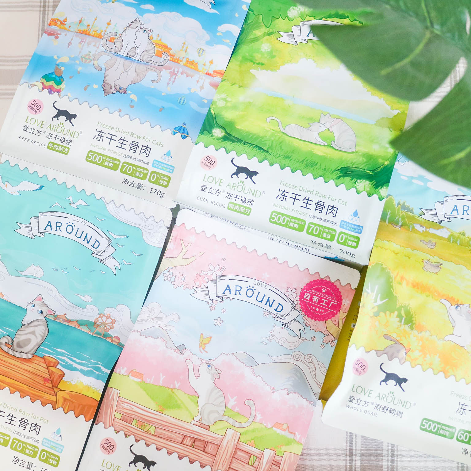 Love Cube freeze-dried raw meat cat food chicken quail beef rainbow fattening cat snacks nutrition staple food