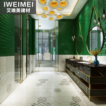 Dark green bread 100x200 subway brick 75x150 post green restaurant kitchen wall brick