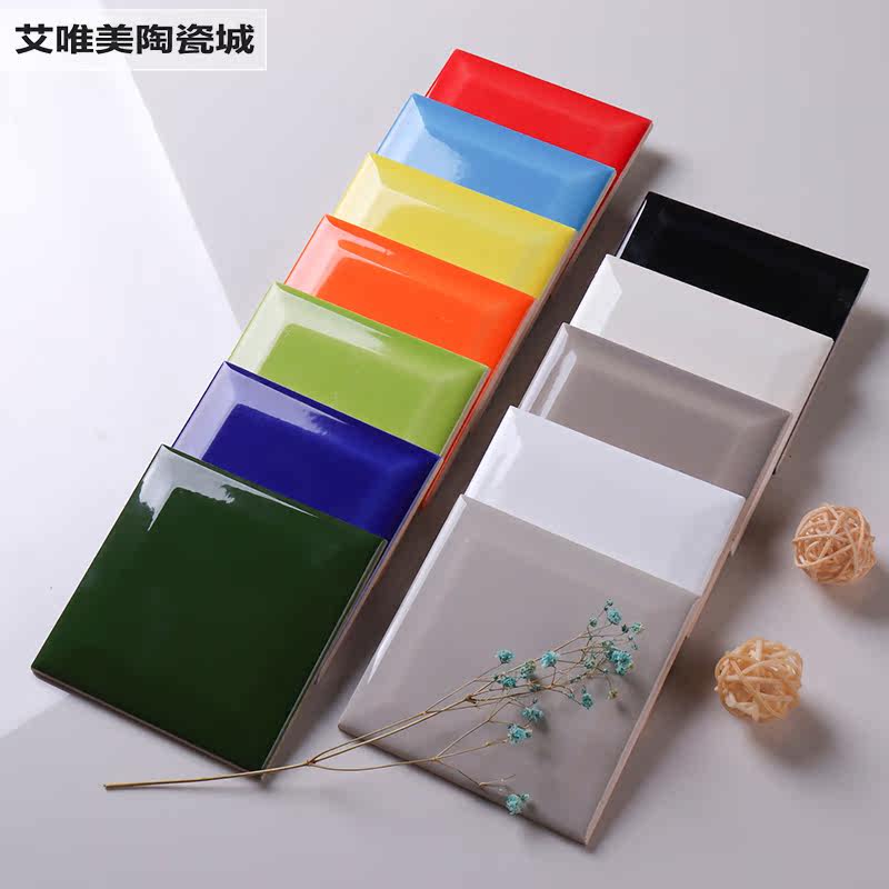 Nordic color bread brick small white brick 100x100 solid color beveled square tile kitchen powder room tile 10