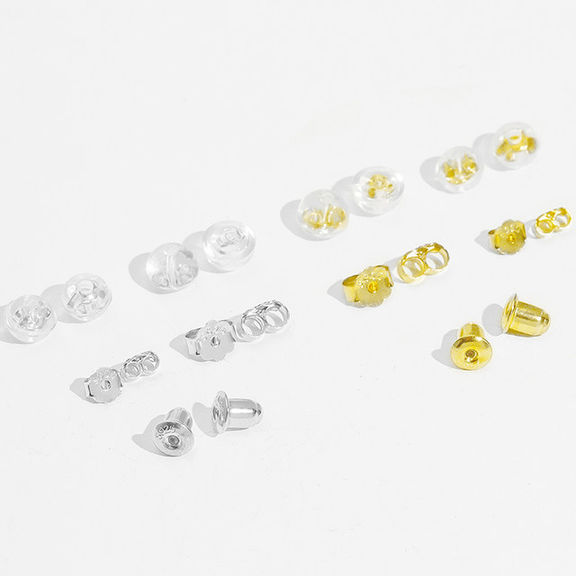 Universal Earplugs 925 Sterling Silver Earplugs Ear Studs Behind Ear Drag Ear Caps Non-slip Fixed Silicone Ear Buckles DIY Accessories