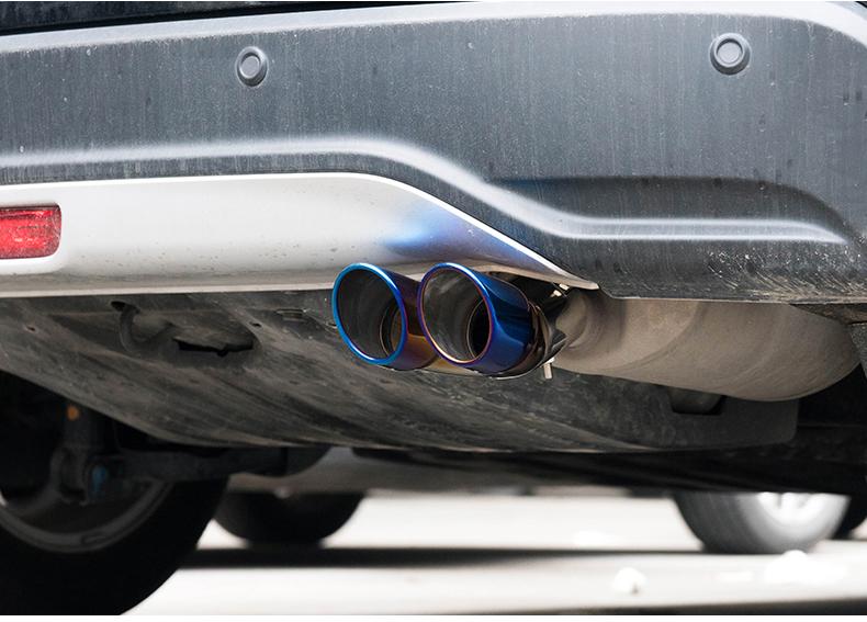 Car Modification Semi-Baked Blue Shark Fin Tailpipe with Mesh Tailpipe Muffler Stainless Steel Decorative Exhaust Pipe Decoration