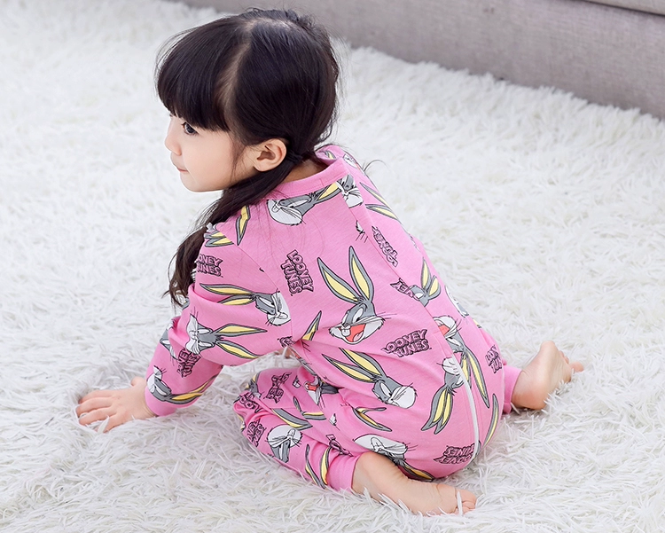 Mùa xuân và mùa thu dài tay cotton nam và nữ quần áo trẻ em romper 3 cỡ lớn 4 trẻ em 5 cơ thể 6 mảnh đồ ngủ 2-7 tuổi