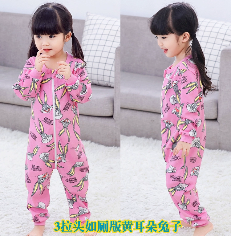 Mùa xuân và mùa thu dài tay cotton nam và nữ quần áo trẻ em romper 3 cỡ lớn 4 trẻ em 5 cơ thể 6 mảnh đồ ngủ 2-7 tuổi