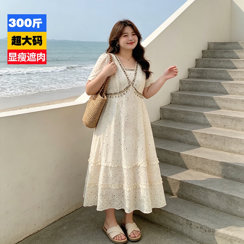 150kg Extra Large Size High-End Heavy Embroidery Dress for Plus-Size Women, Bohemian Style Slimming Vacation A-Line Long Dress 150kg Extra Large Size High-End Heavy Embroidery Dress for Plus-Size Women, Bohemian Style Slimming Vacation A-Line Long Dress