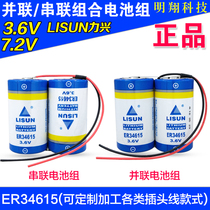 Lixing ER34615-2 flow meter meter lithium battery 3 6v 2ER34615 Series 7 2V battery pack with plug