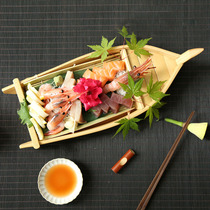 Bamboo Cutlery Bamboo Plate Day Stock Sushi Pan Featured Restaurant Basket Sashimi Boat Type Raw Fish Fillet Boat