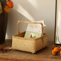 Bamboo choreography basket Chinese field garden bamboo woven fruit basket small bamboo basket bamboo woven basket containing basket bamboo product tea box
