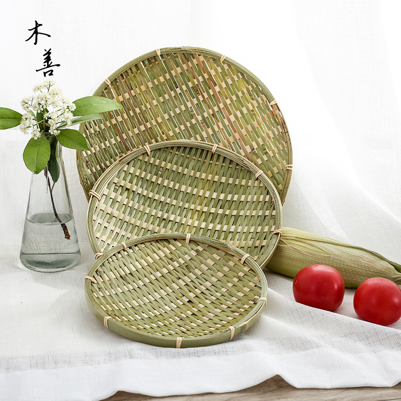 Bamboo Woven Knitwear Small-Dustpan Small Bamboo Woven Bamboo sieve Sub-featured dining hall Dining Hall Bamboo-style Dustpan Bamboo Fruit Pan