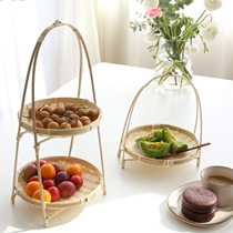 Mu Shan bamboo woven hanging basket Tea ceremony storage basket Handmade bamboo basket Fruit plate Refreshment heart basket Dried fruit basket Dried fruit plate