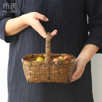 Mu Shan Zizhu basket Bamboo basket Vintage basket basket portable basket storage handmade mini fruit basket