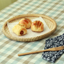 Mu Shan bamboo flat bamboo sieve household drying dumpling plate bamboo dustpan kitchen basket snack basket steamed buns basket