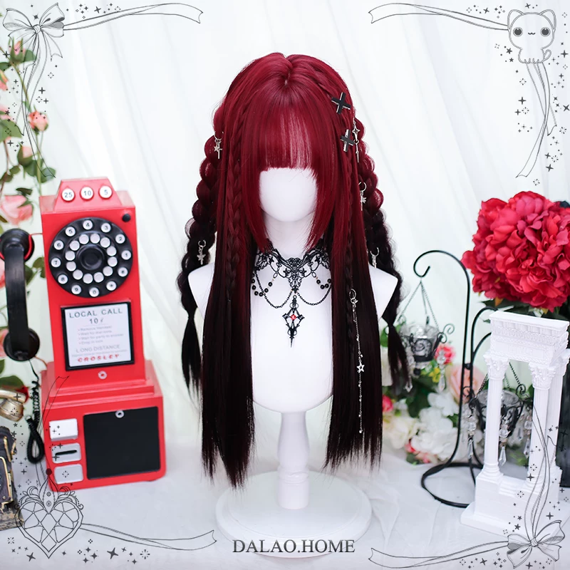 Ведущий дом Wig, набор, прямые волосы, стиль Лолита, 2 карата