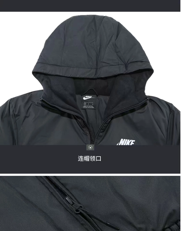 Áo khoác nam Nike 2018 thu đông mới có mũ trùm đầu ngoài trời bằng vải gió phù hợp với quần áo cotton ấm 928862-010 - Quần áo độn bông thể thao