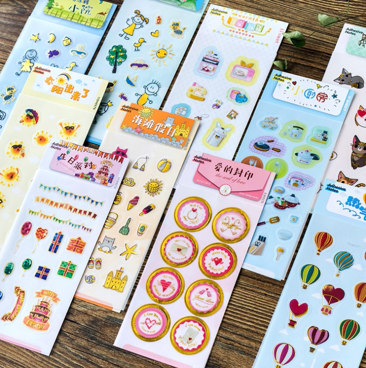 Paper ink sulphuric acid paper bronzing flat stickers Beautiful Plan Series Hand account album diary decoration diy sticker