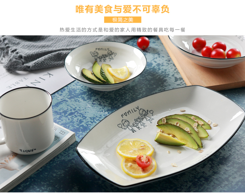 Ya cheng DE Japanese under the glaze color, lovely ceramic tableware for home plate ceramic dish microwave oven