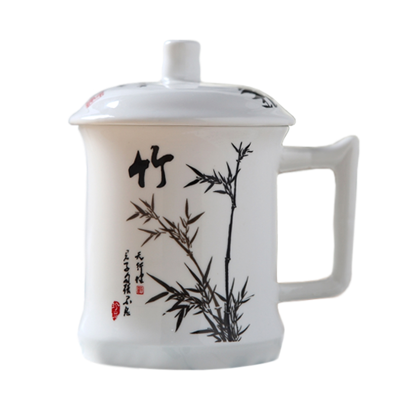 Cheng DE nicole cup by patterns of creative high white porcelain ceramic cup with cover business office receives a visitor cup