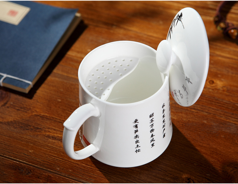 Ya cheng DE gen cups of tea every ceramic cups, large capacity cup with cover glass working meeting of the custom LOGO