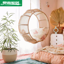 Hanging basket hanging chair diy retro net red swing homestay bedroom childrens room rattan weaving hammock rocking chair home mini