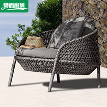 Outdoor furniture rattan sofa designer courtyard sun room rattan art leisure outdoor rattan chair sofa single and double coffee table