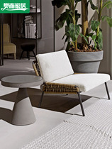 Outdoor sofa rattan balcony table and chair coffee table combination courtyard villa leisure lazy three-piece teak single chair