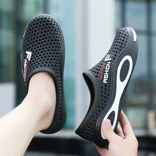 Мужские нескользящие быстросохнущие модные тапочки в стиле Crocs, повседневные износостойкие босоножки на платформе, лето 2025 года, в корейском стиле